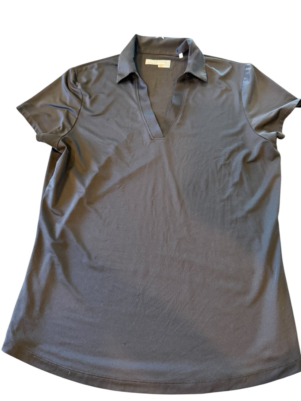 Callaway Black Short-Sleeve Polo V-Neck Top